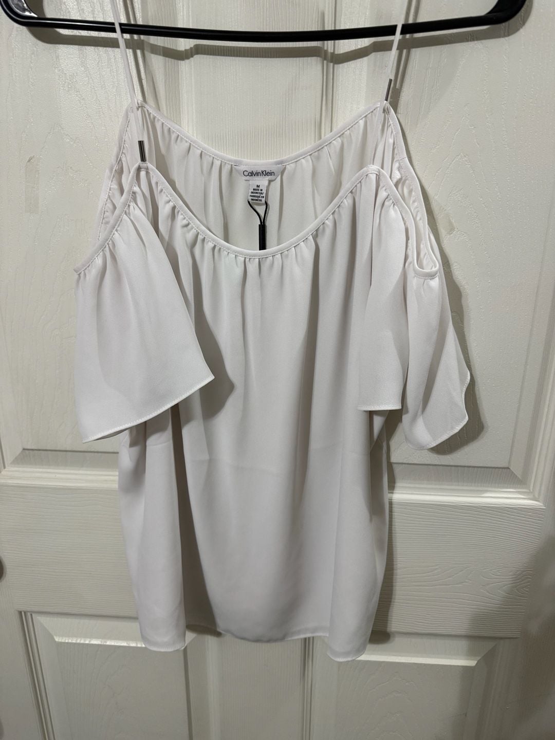 Calvin Klein Cold Shoulder Blouse Size M White 4