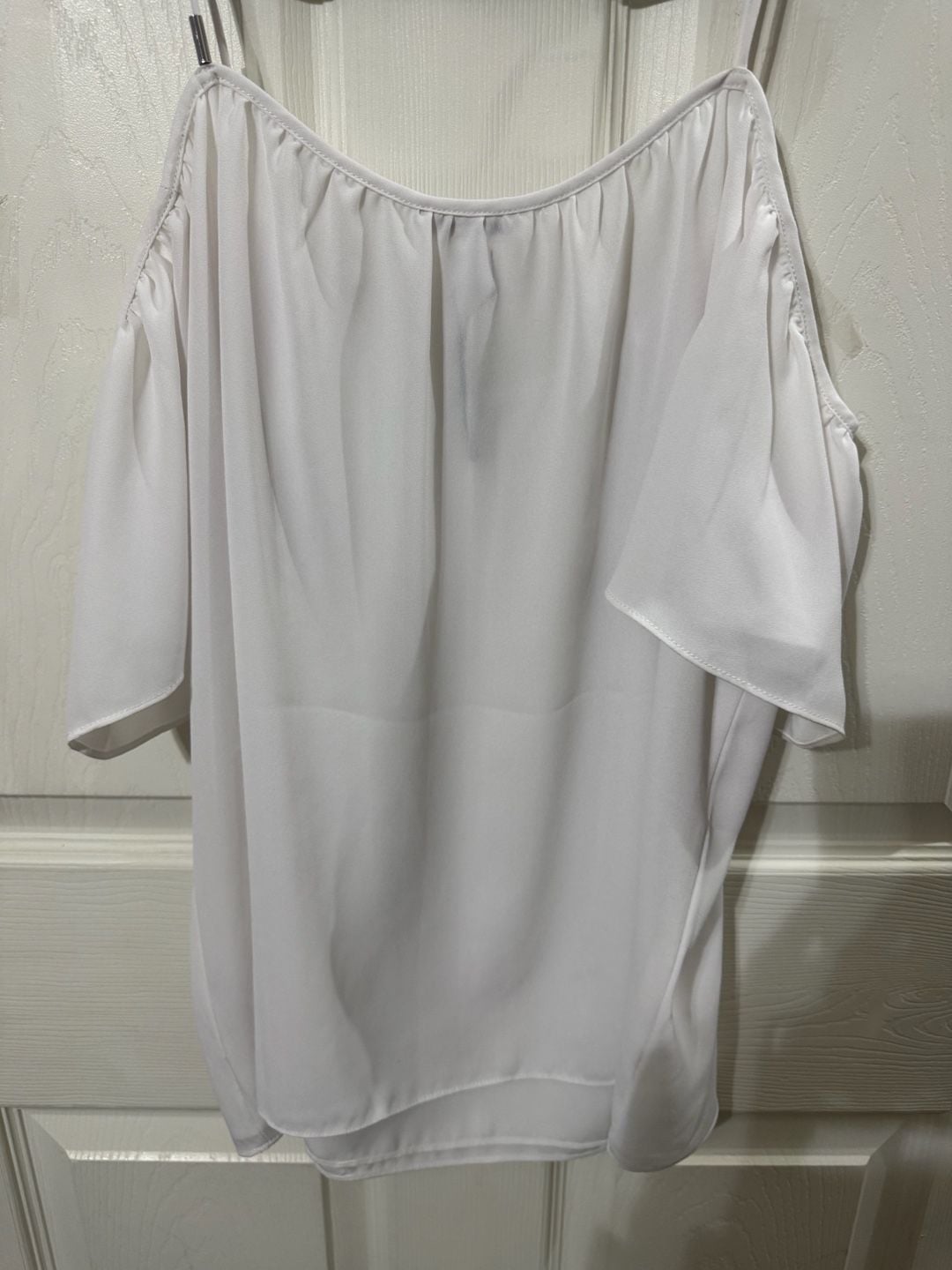 Calvin Klein Cold Shoulder Blouse Size M White 5