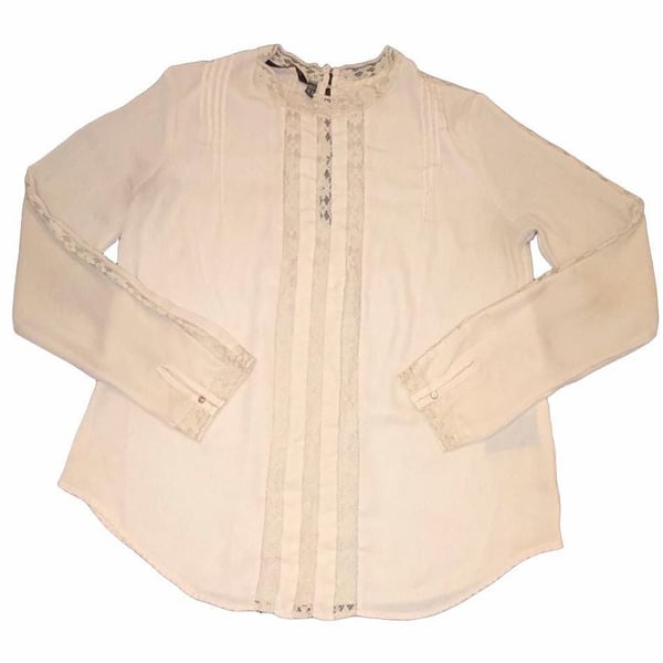 Kardashian Kollection Blouse Size 10 Ivory Lace Boho Romantic Cottagecore Sheer