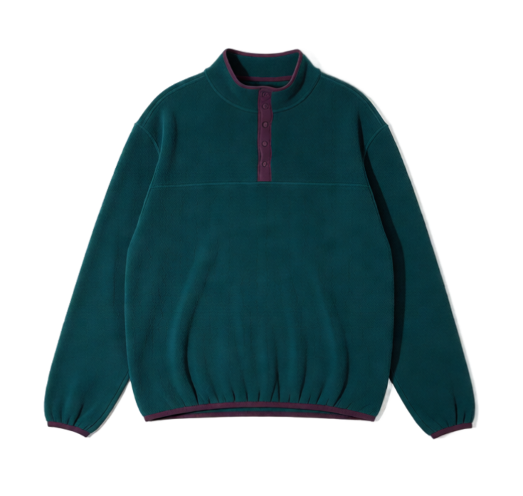 Vintage Lands End Polartec Fleece Snap Pullover XL Teal Purple like new! 2