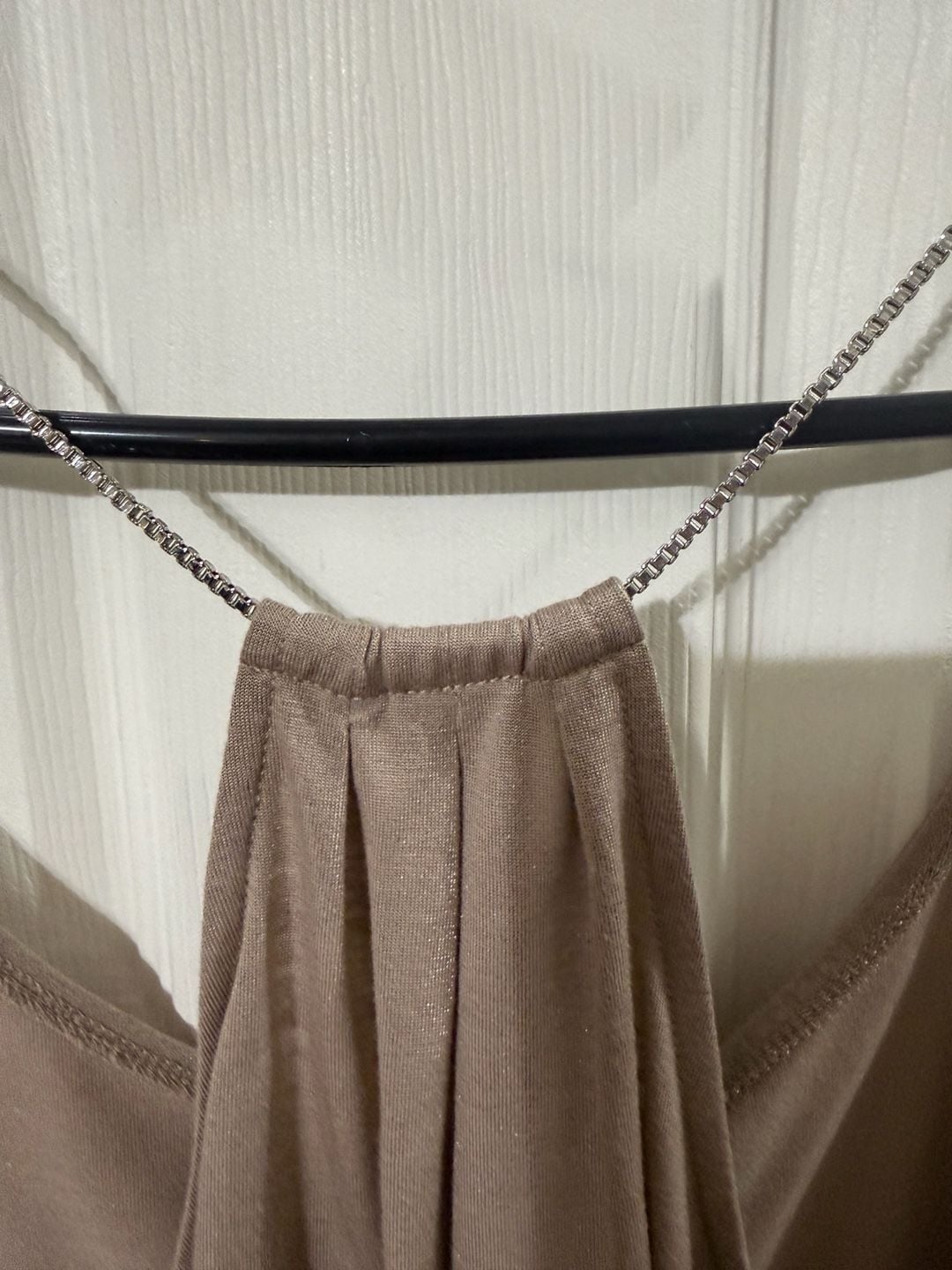 Calvin Klein Cami Top Size S/P Taupe Metallic Chain Strap Blouson 5