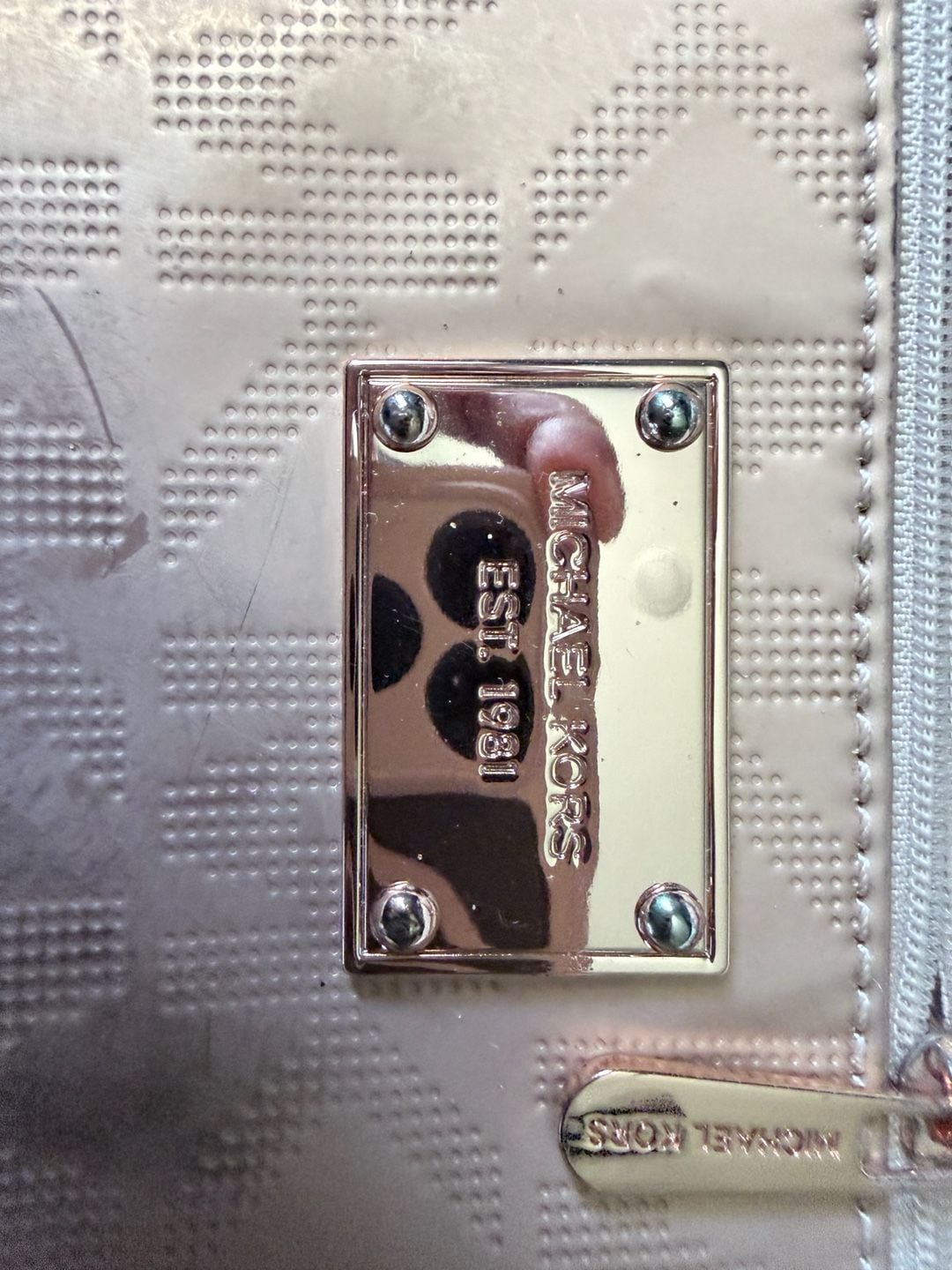 Michael Kors Metallic Logo Wristlet Clutch Rose Gold 2