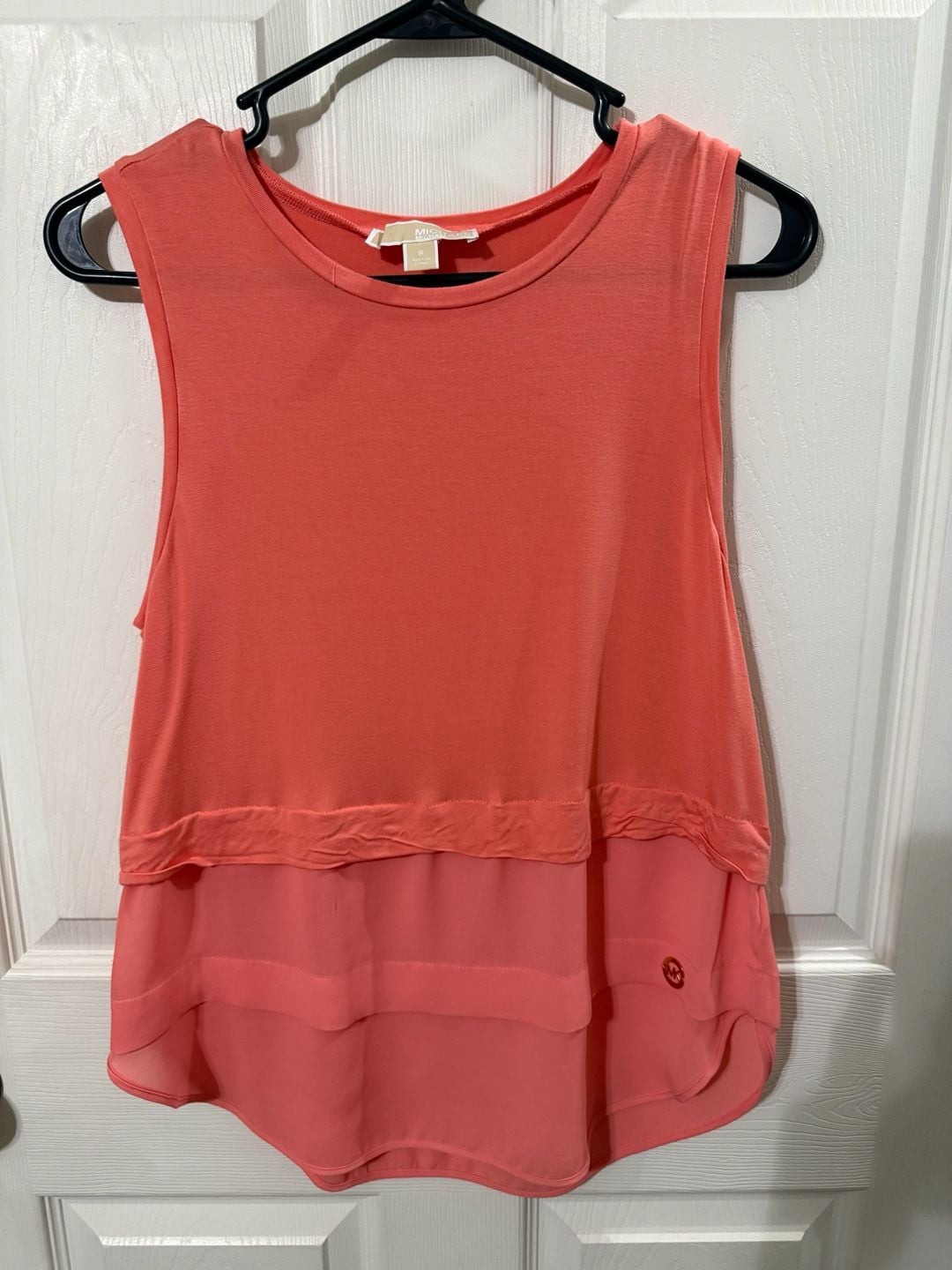 Michael Kors Sleeveless Layered Chiffon Tank Top Size S Coral 2