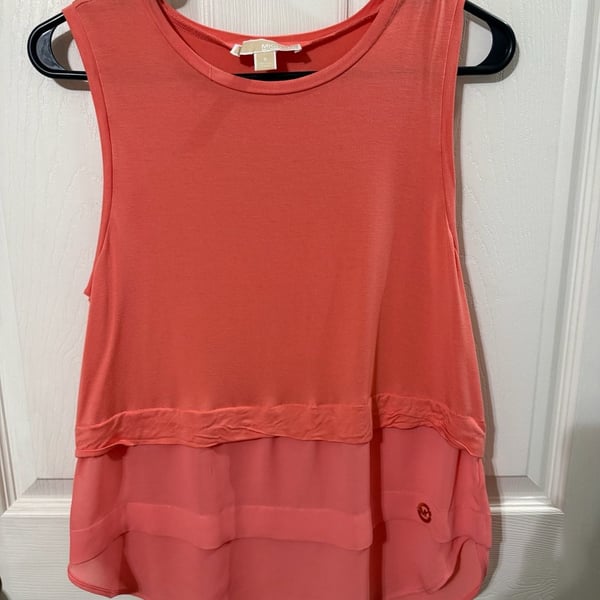 Michael Kors Sleeveless Layered Chiffon Tank Top Size S Coral