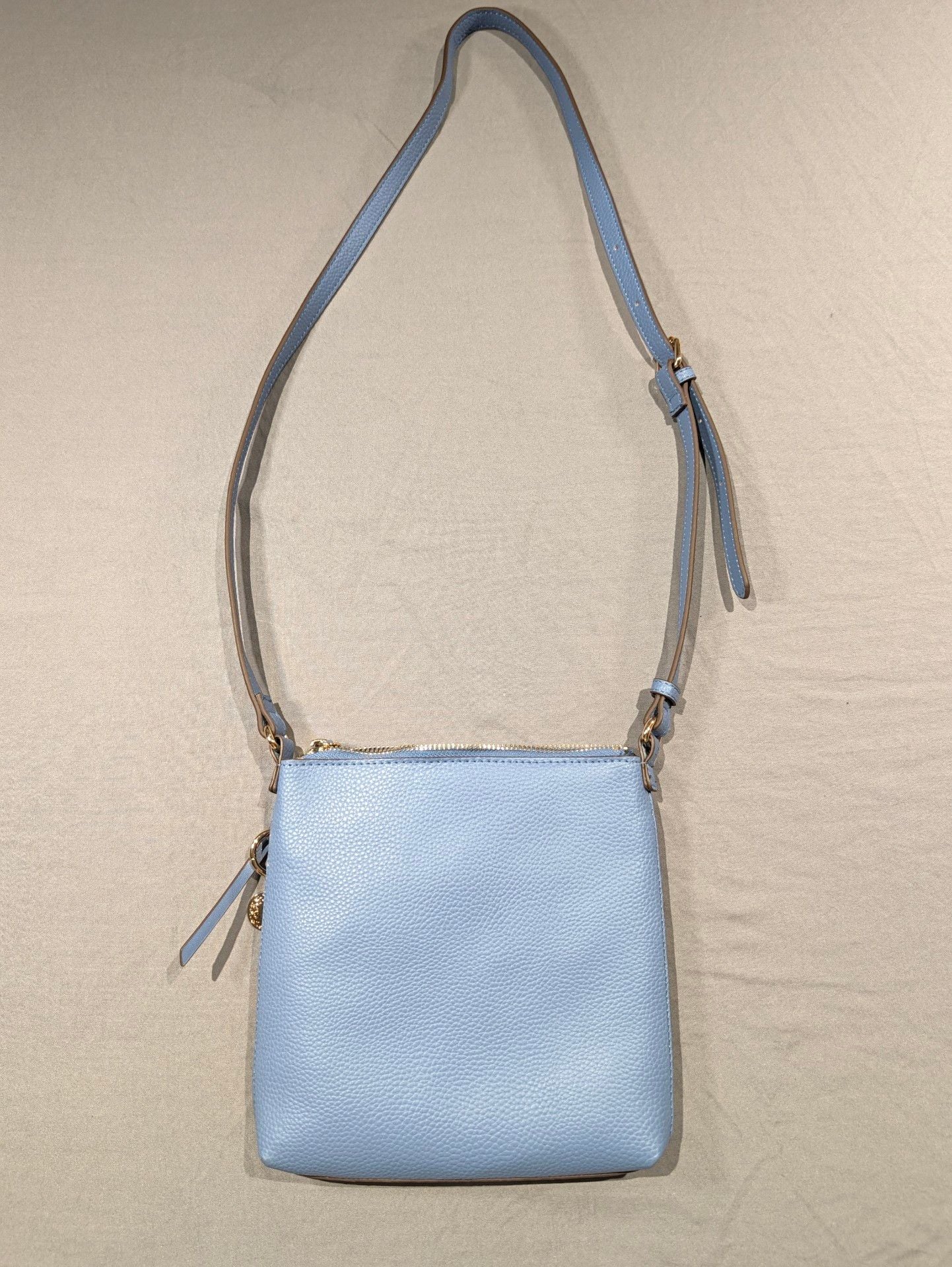 Anne Klein Light Blue Faux Leather Crossbody Shoulder Bag Purse 4