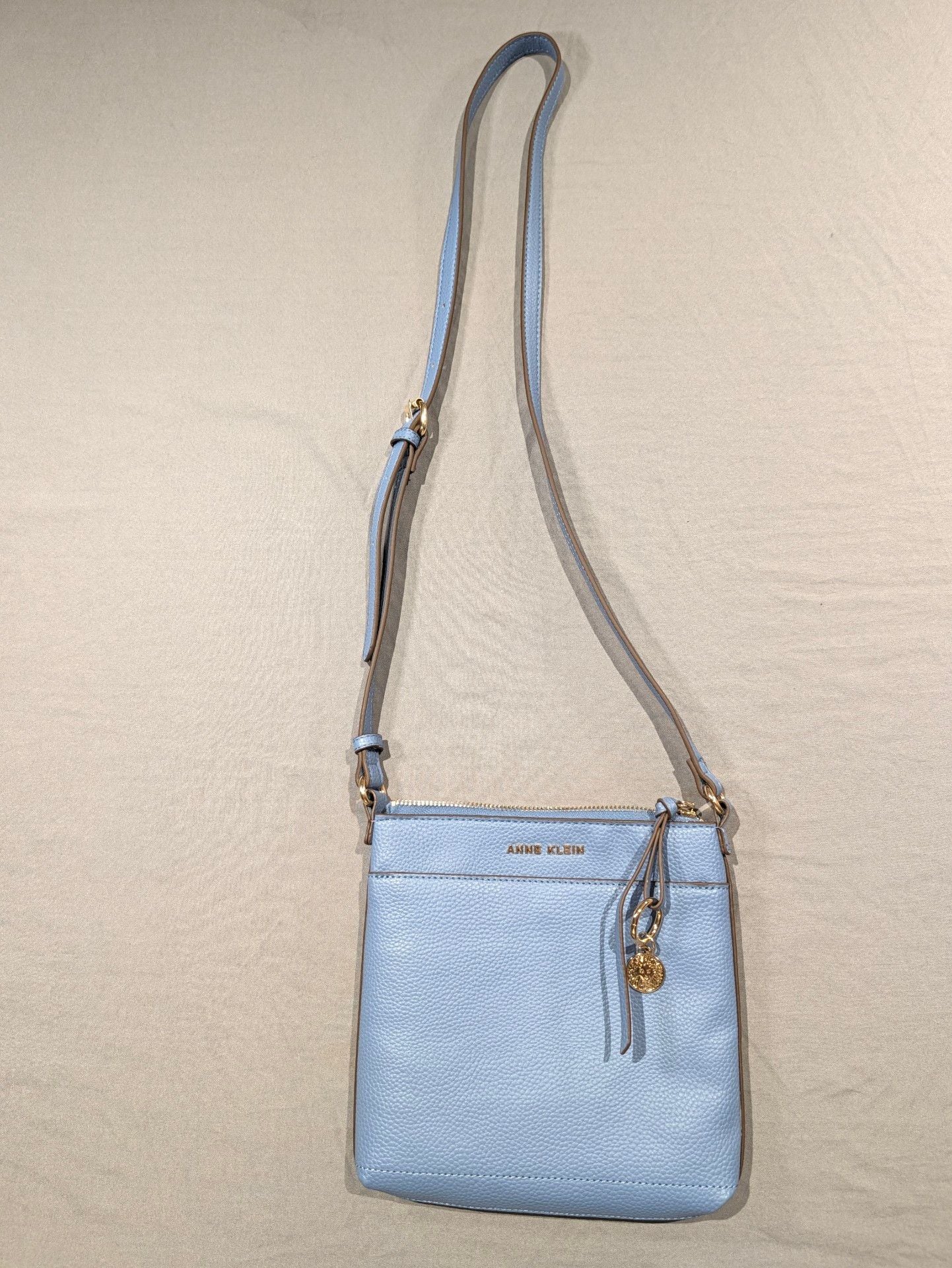 Anne Klein Light Blue Faux Leather Crossbody Shoulder Bag Purse 5