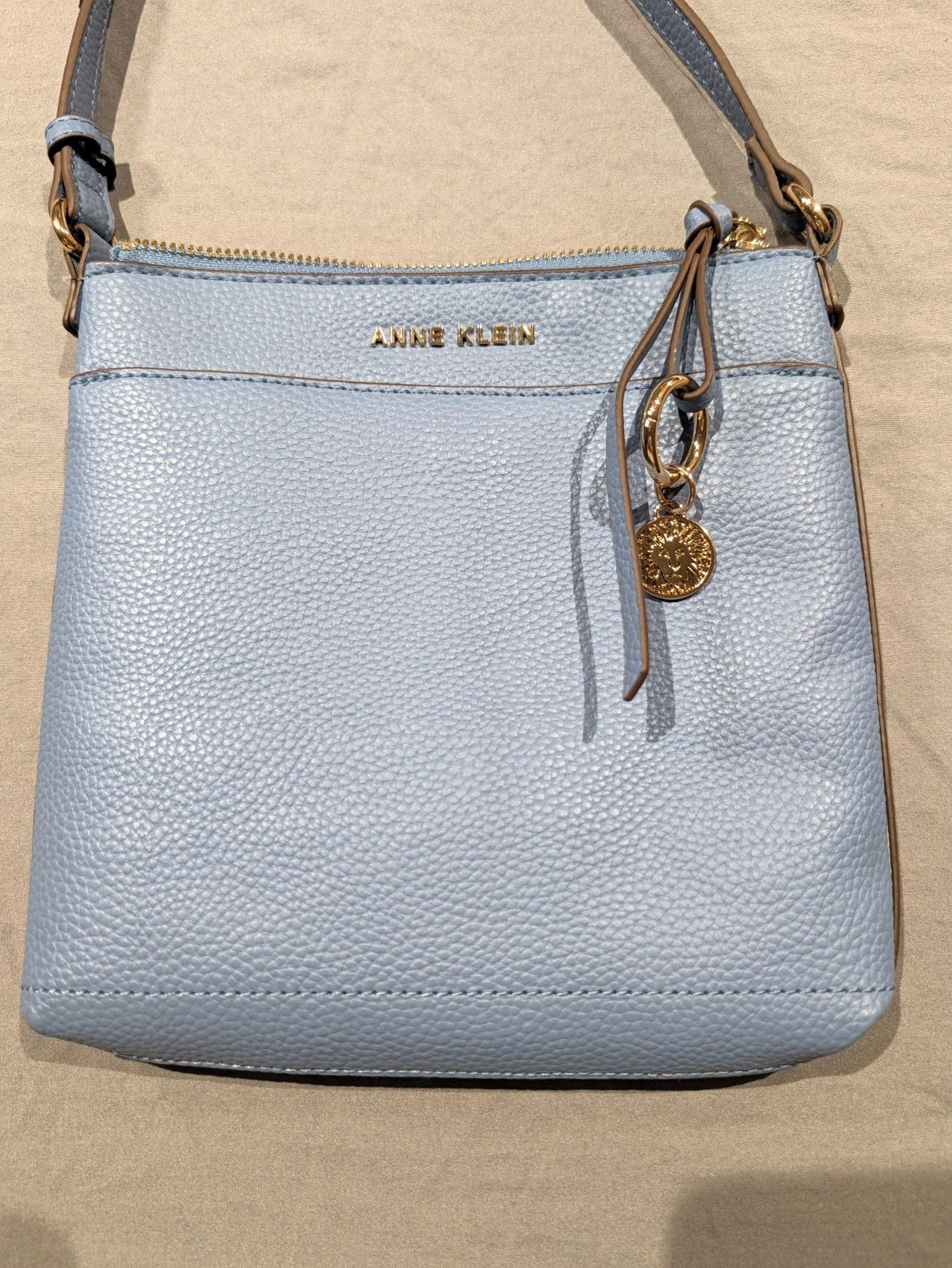 Anne Klein Light Blue Faux Leather Crossbody Shoulder Bag Purse 2