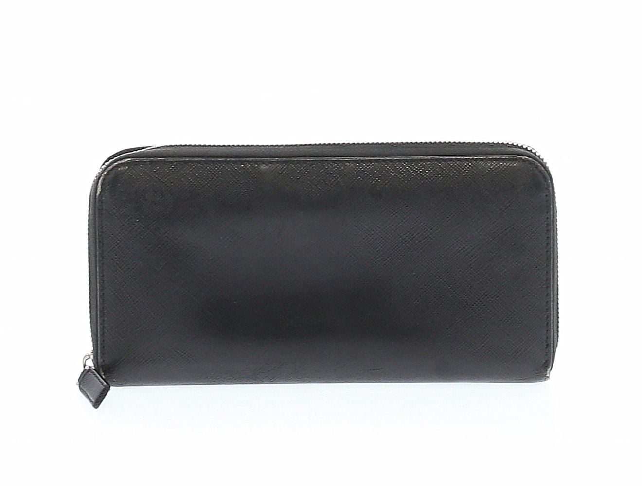 Prada Saffiano Leather Zip Around Continental Wallet Black 1