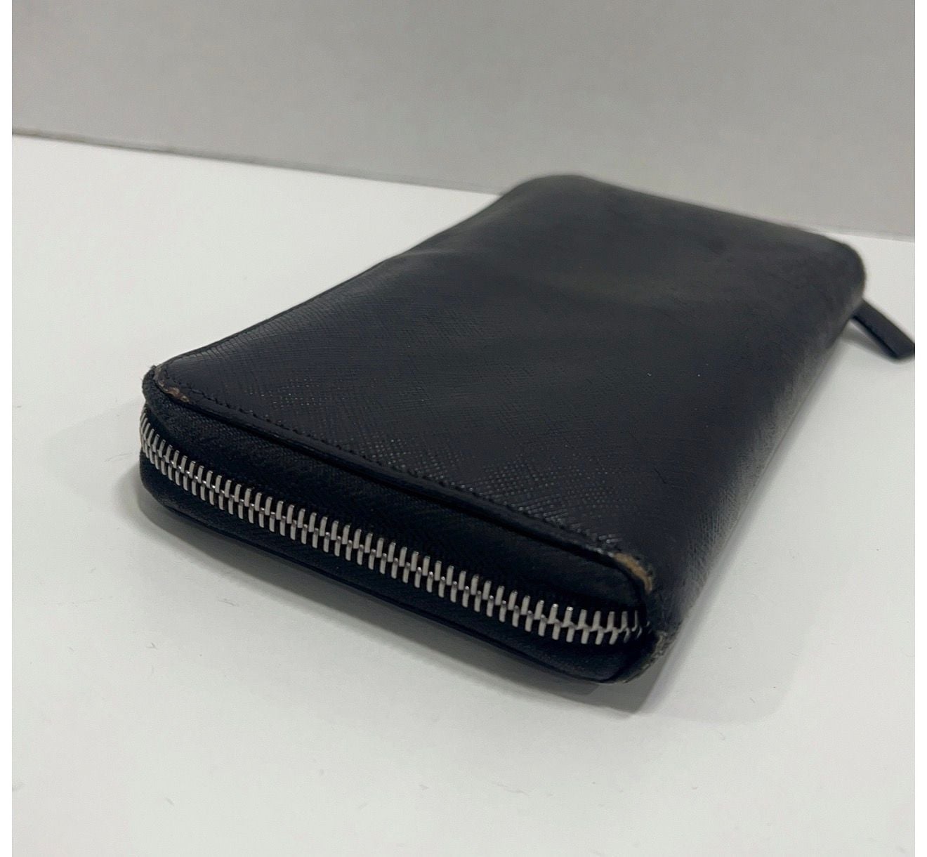 Prada Saffiano Leather Zip Around Continental Wallet Black 4