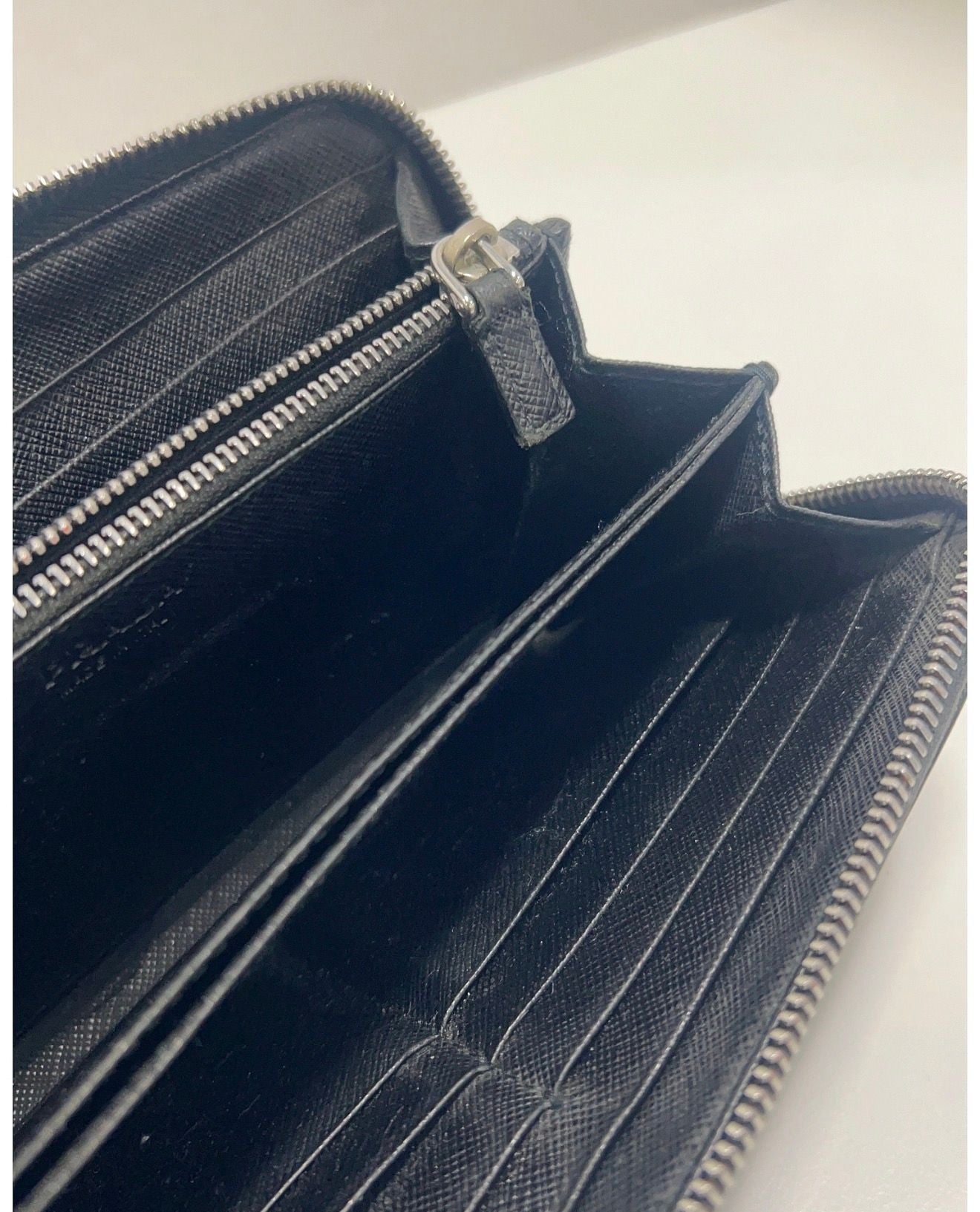 Prada Saffiano Leather Zip Around Continental Wallet Black 5