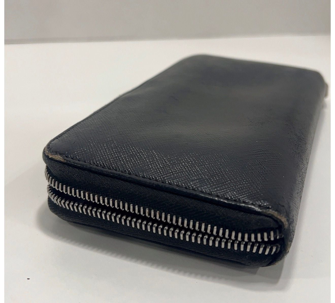 Prada Saffiano Leather Zip Around Continental Wallet Black 8