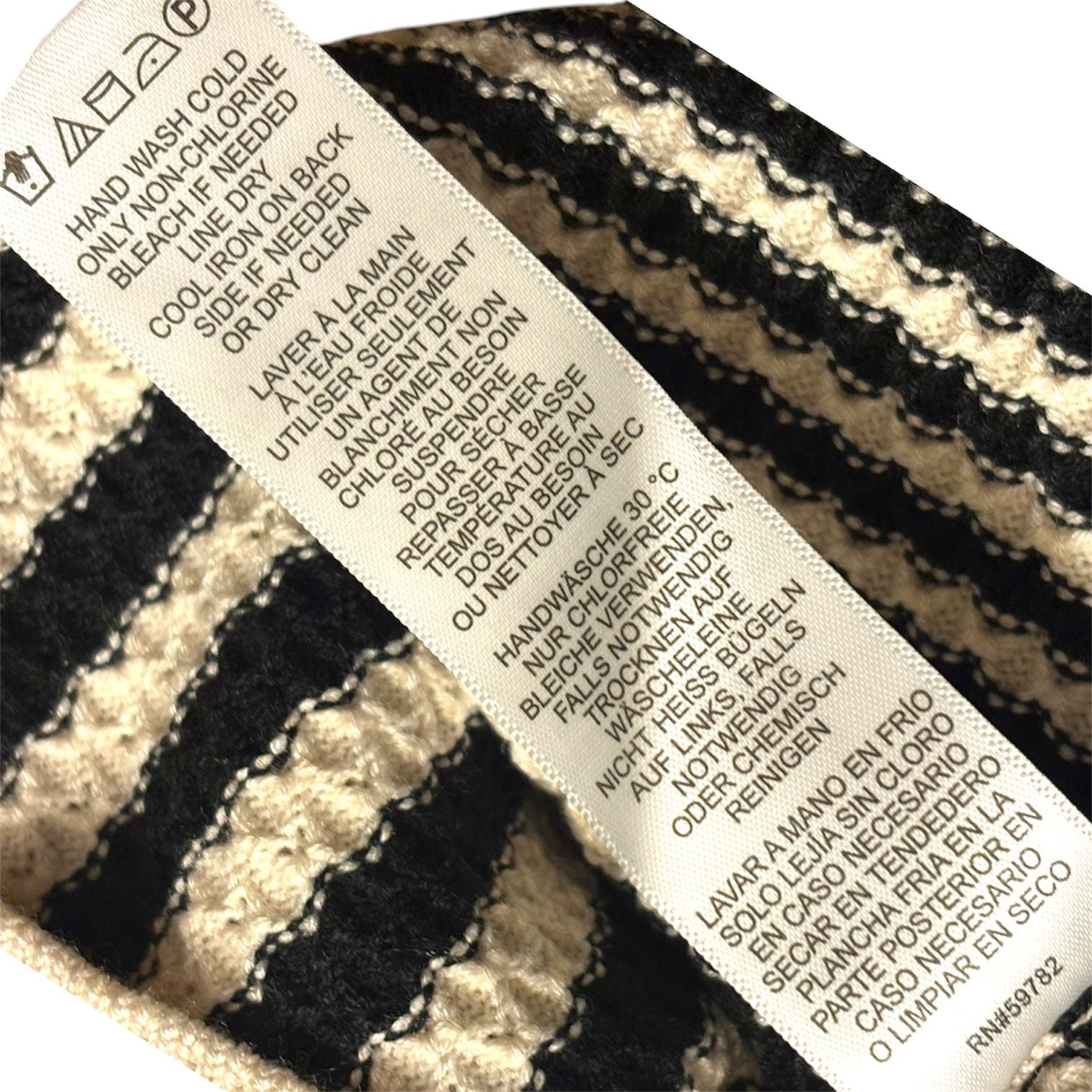 Adrianna Papell Wool blend cream black striped pointelle cardigan Size M 9
