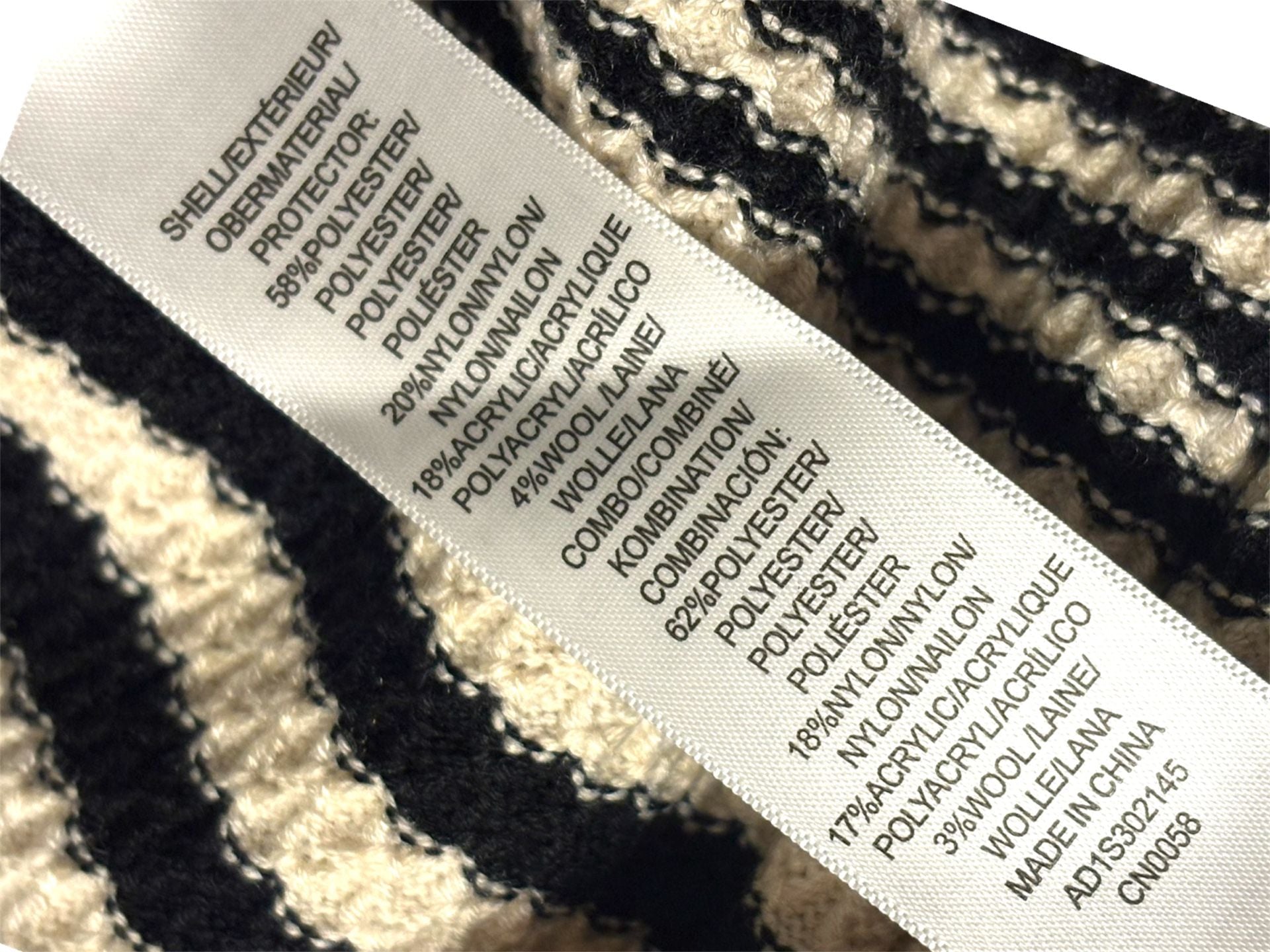 Adrianna Papell Wool blend cream black striped pointelle cardigan Size M 10