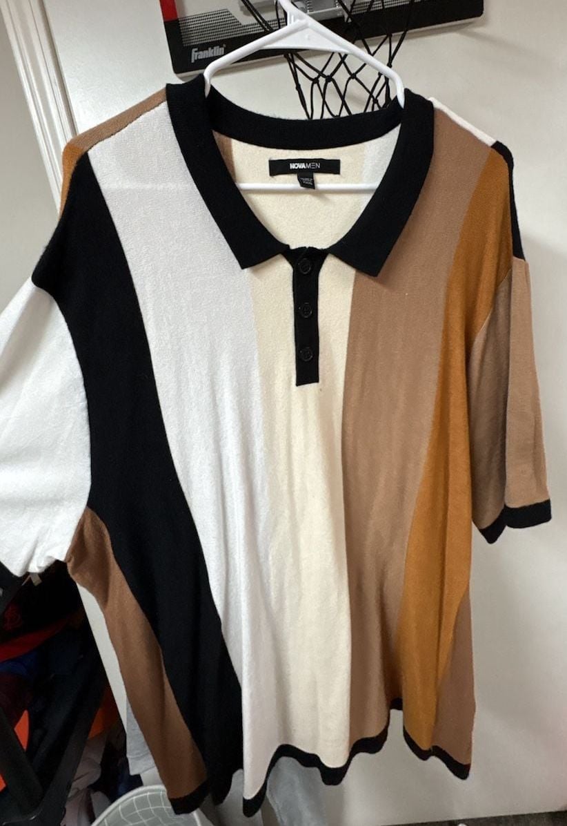 Fashion Nova Levels Striped Short Sleeve Knit Polo Size 3XL 2