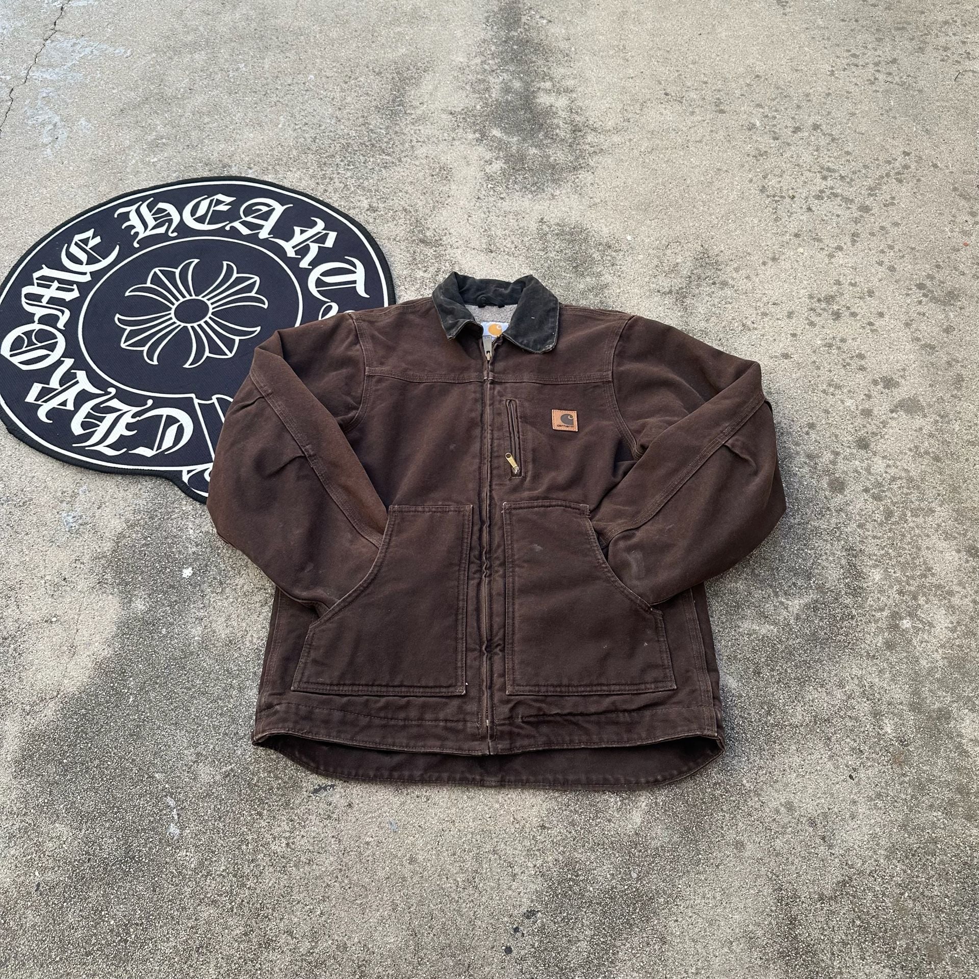 Vintage Carhartt YYC01 DKB Sherpa Lined Work Jacket Dark Brown 2