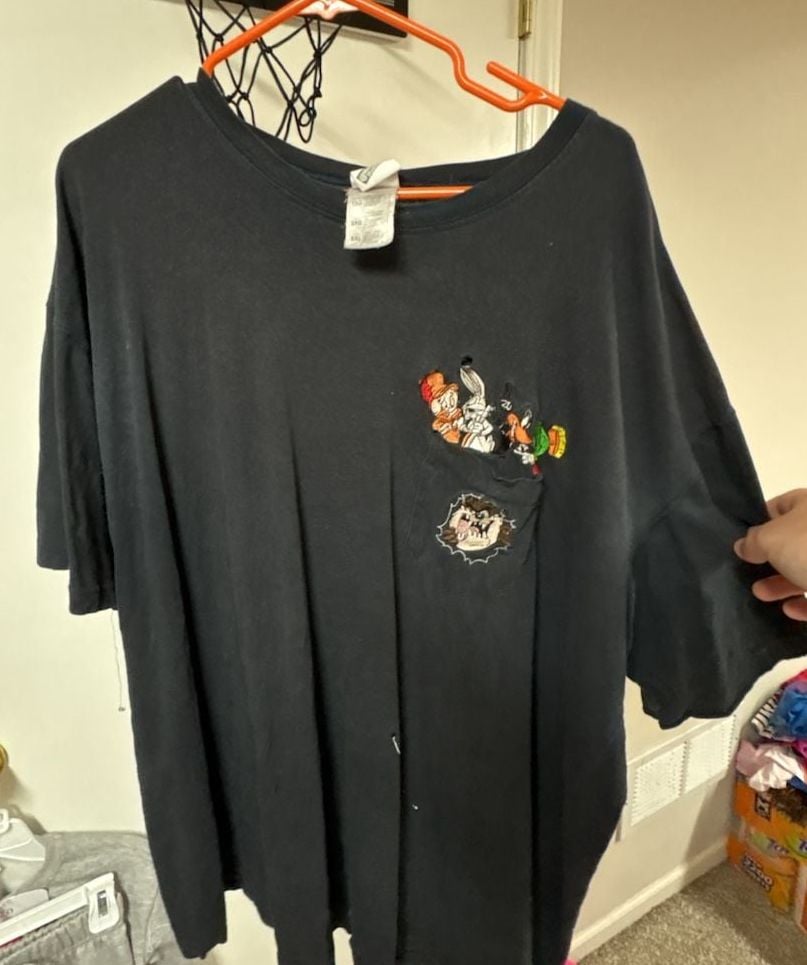 Looney Tunes Pocket T-Shirt Black Vintage 1