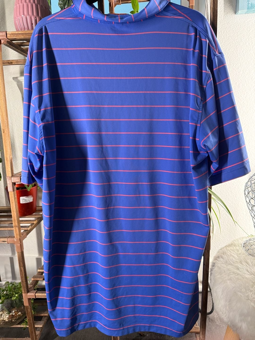 Peter Millar Summer Comfort Polo Shirt Size XL Blue Pink Striped Golf 3