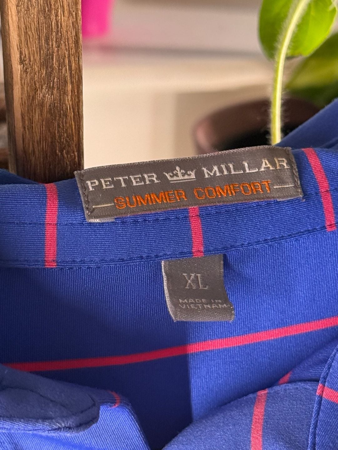 Peter Millar Summer Comfort Polo Shirt Size XL Blue Pink Striped Golf 4