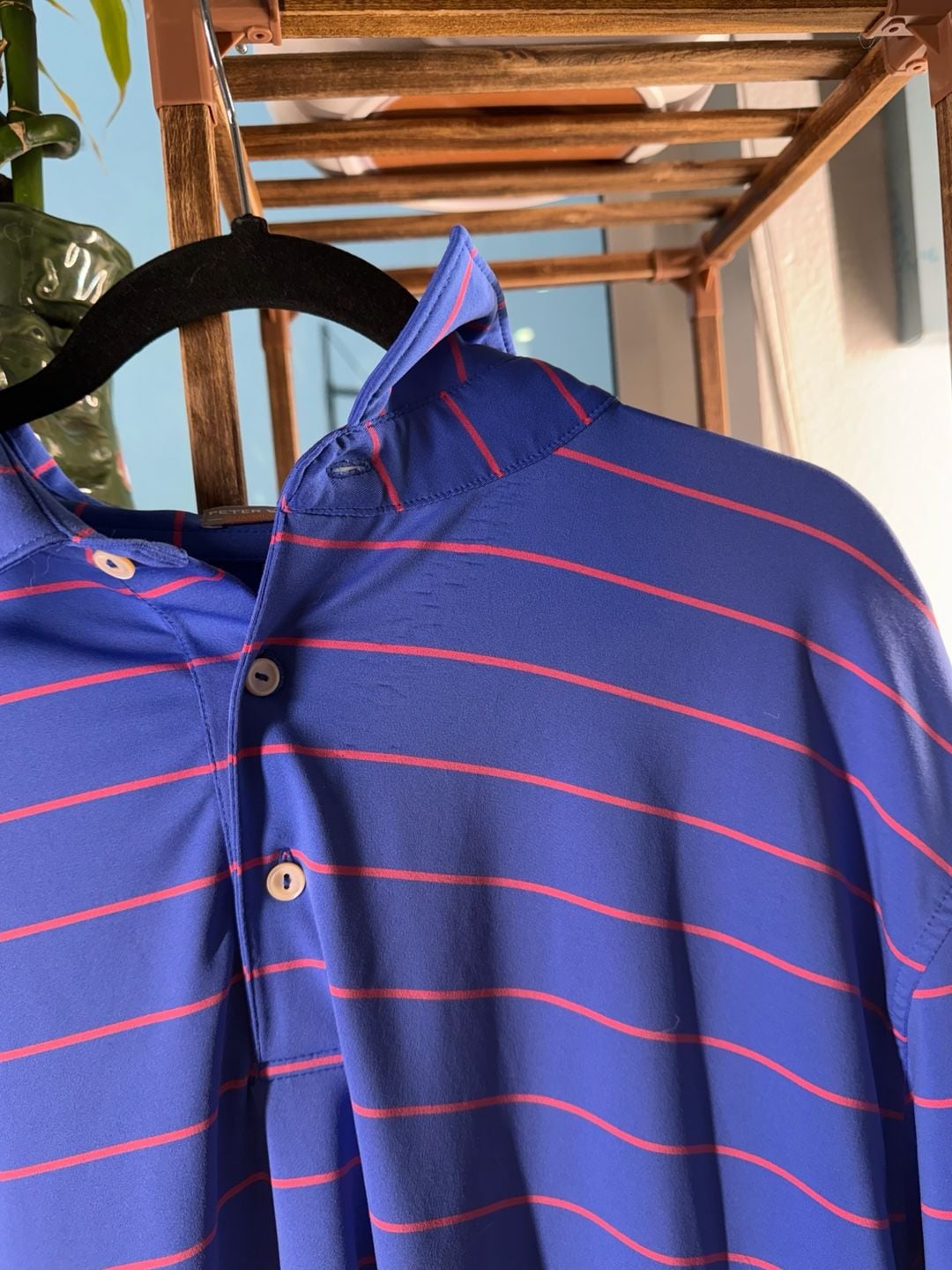 Peter Millar Summer Comfort Polo Shirt Size XL Blue Pink Striped Golf 6