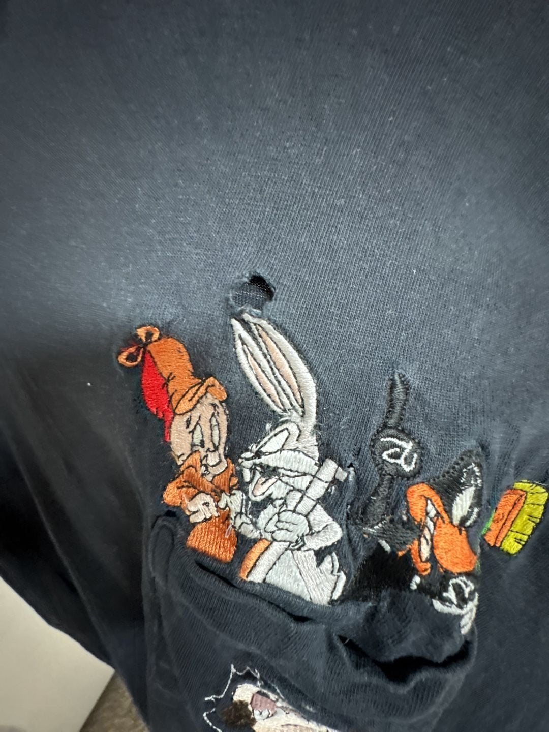 Looney Tunes Pocket T-Shirt Black Vintage 3