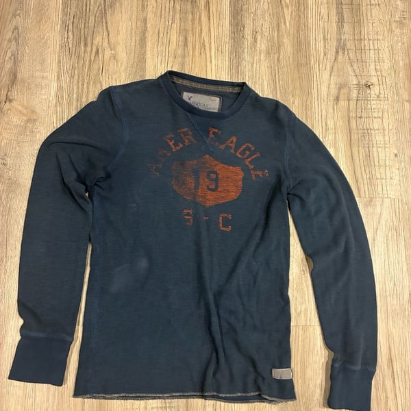 American Eagle Outfitters Thermal Long Sleeve Size S Blue
