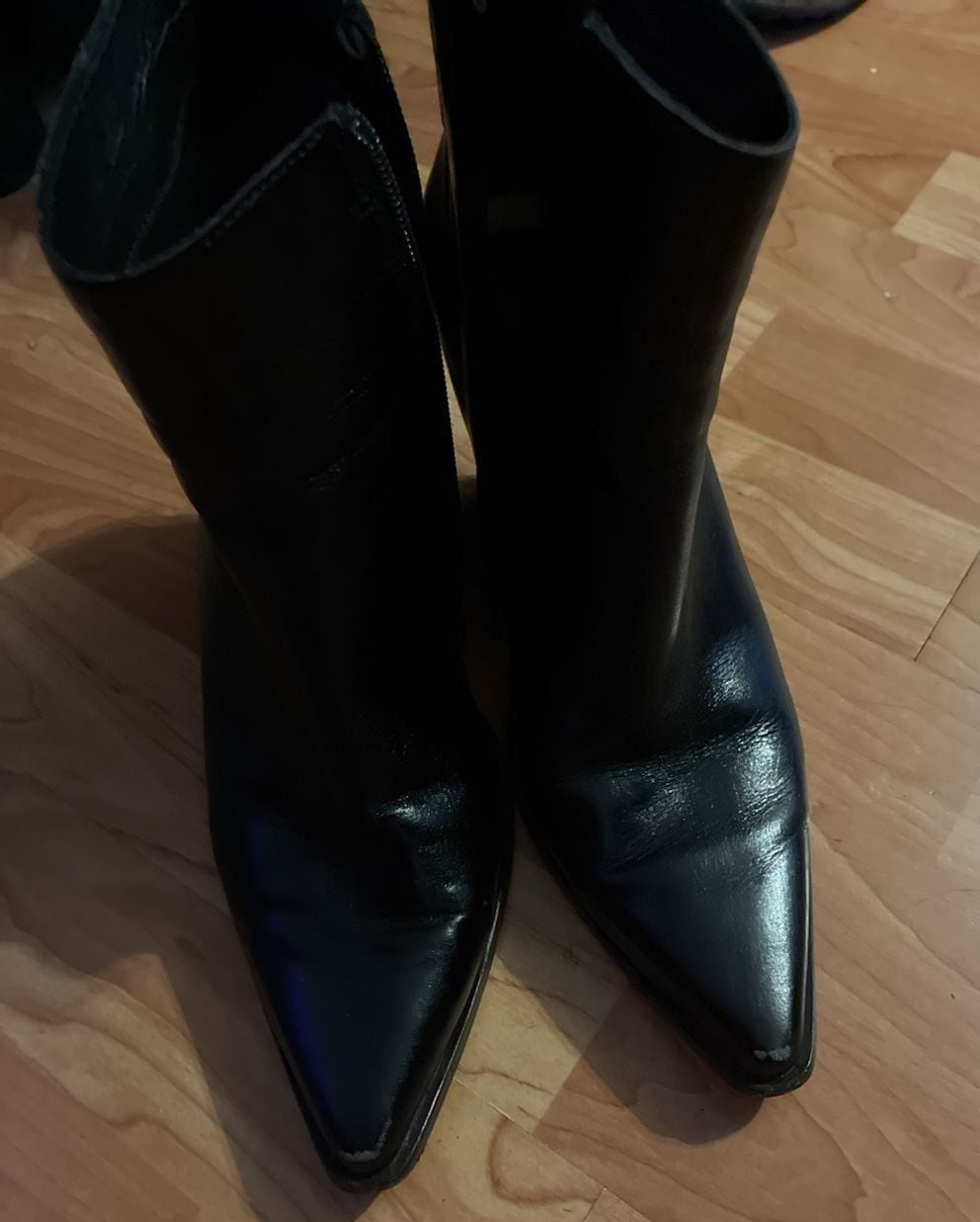 Jeffrey Campbell Pointed Toe Heeled Ankle Boots Black Leather 4