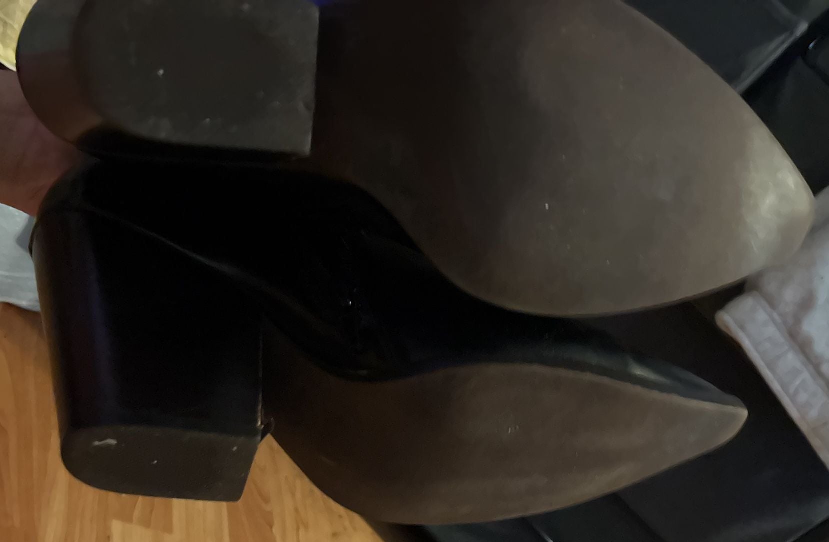 Jeffrey Campbell Pointed Toe Heeled Ankle Boots Black Leather 6