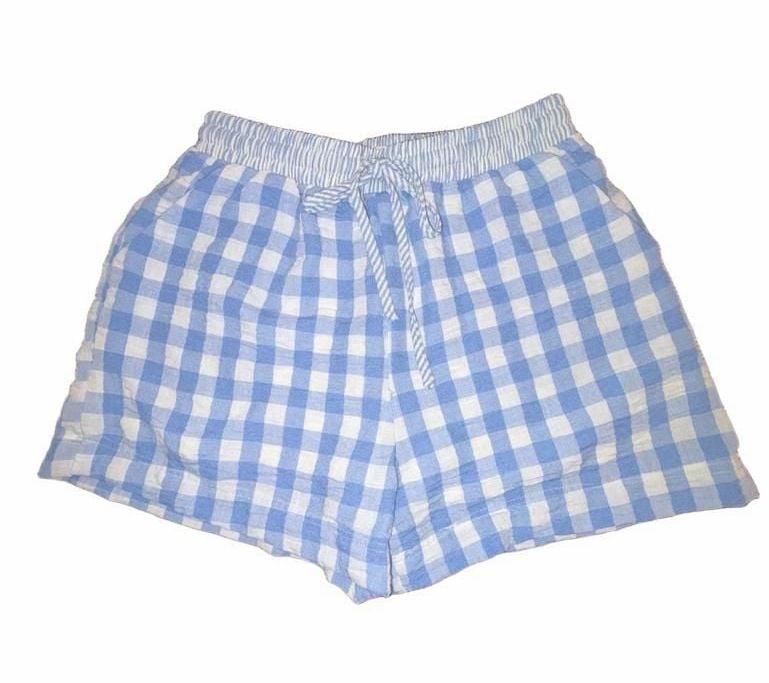 New In Rule Blue Gingham Lounge Shorts Size M Drawstring Summer 2