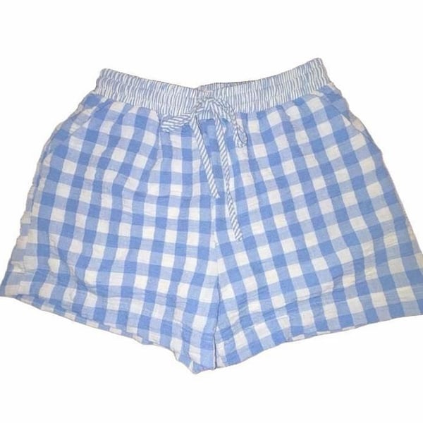 New In Rule Blue Gingham Lounge Shorts Size M Drawstring Summer