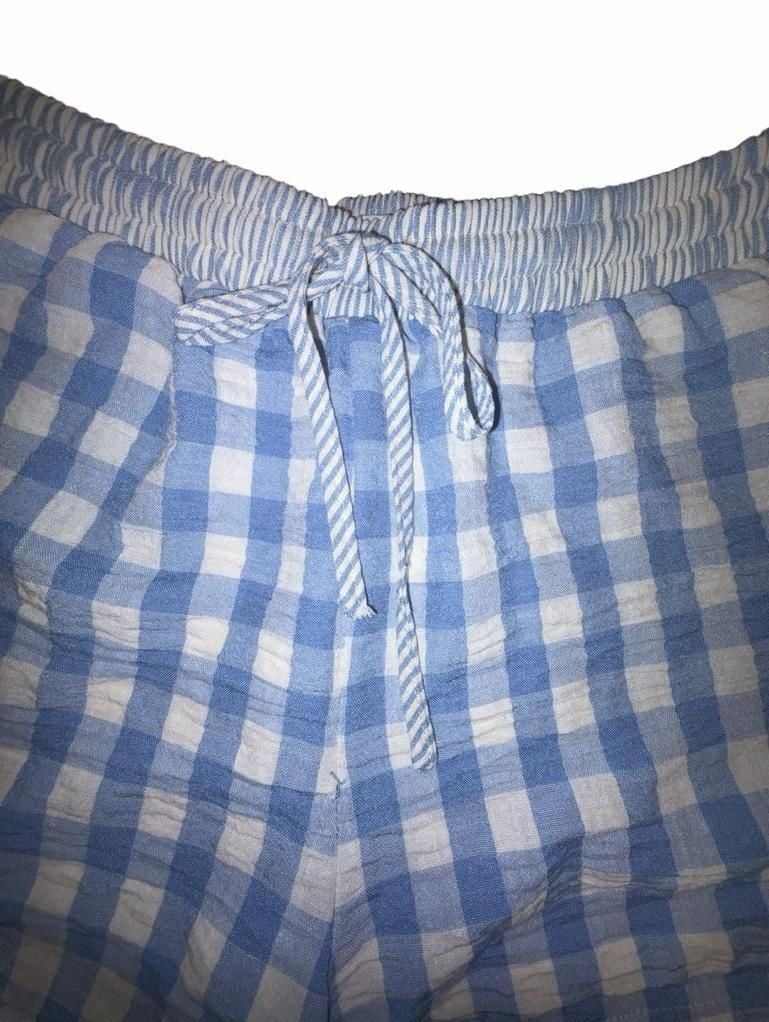 New In Rule Blue Gingham Lounge Shorts Size M Drawstring Summer 4