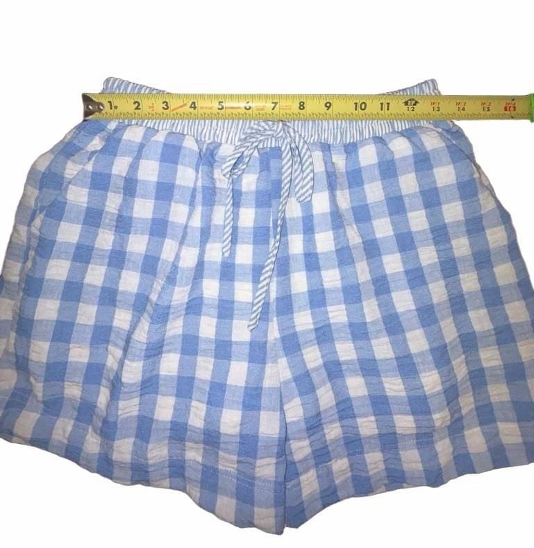 New In Rule Blue Gingham Lounge Shorts Size M Drawstring Summer 8