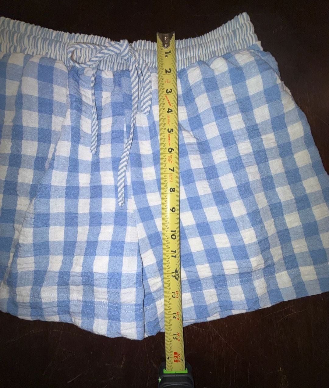 New In Rule Blue Gingham Lounge Shorts Size M Drawstring Summer 9