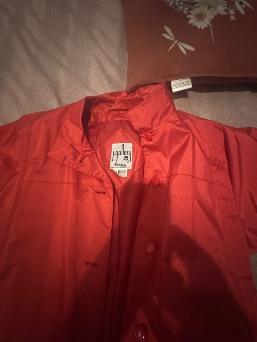 J. Gallery Trench Coat Petite Red Lightweight Raincoat 3