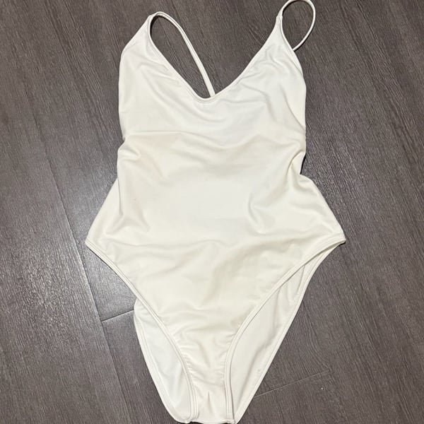 Wild Fable One Piece Swimsuit Size L (12-14) White Extra High Leg