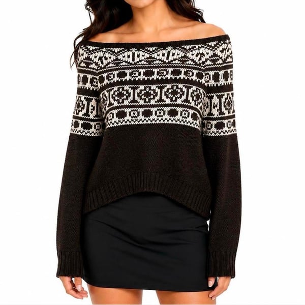 American Eagle Outfitters Fair Isle Sweater Size XS Black White Wool Blend