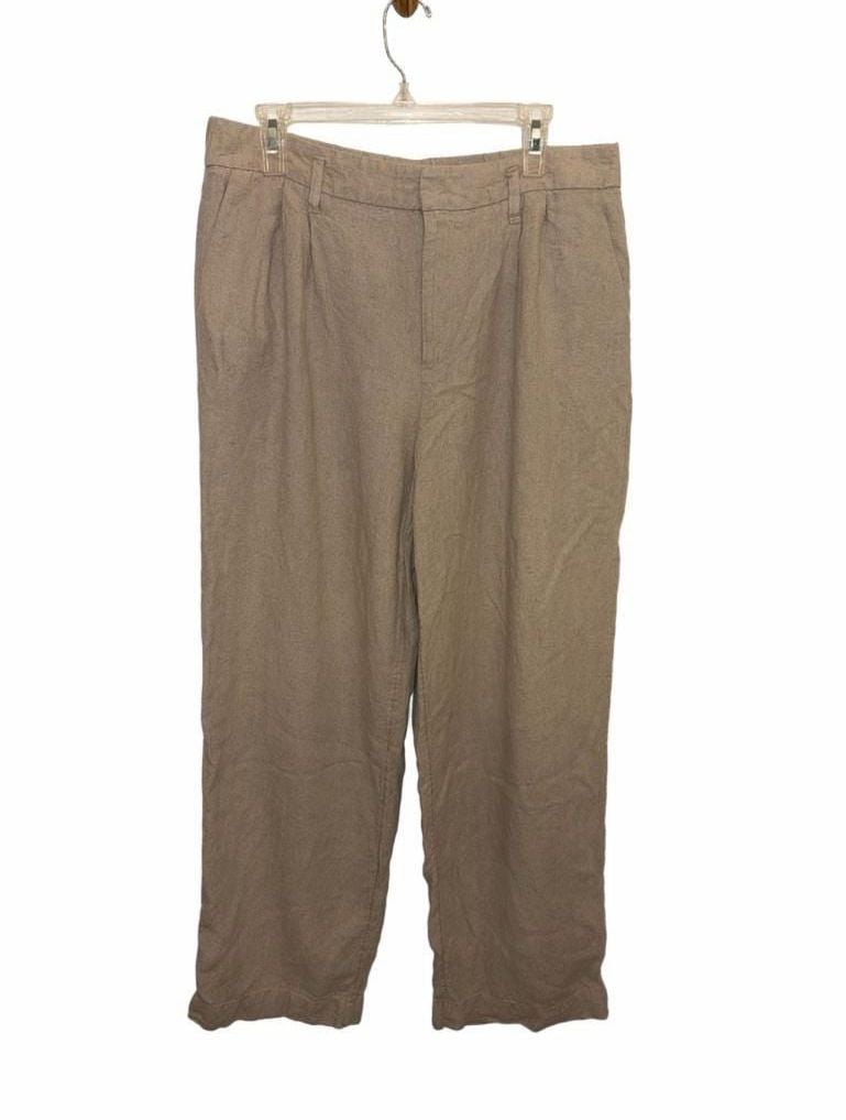 A New Day Women’s Size 12 Linen Blend Beige Wide Leg Pull On Pants Coastal 5