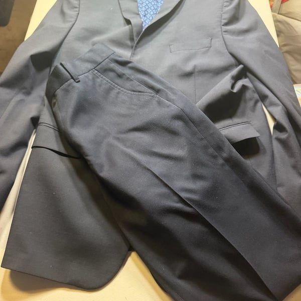 Suit Set Black Blue Patterned Lining