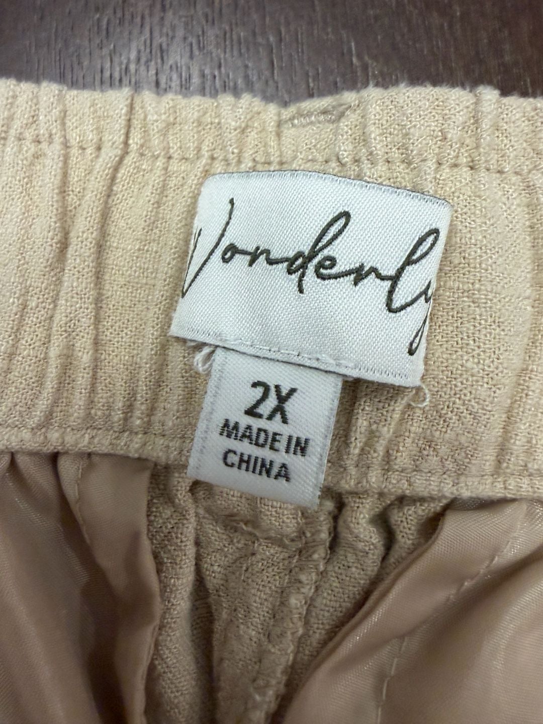 Wonderly Women’s 2X Beige Linen Blend Wide Leg Pants High Rise Coastal Boho 4