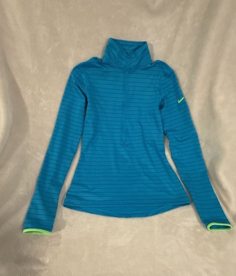 Nike Pro Dri Fit Pullover 1/2 Zip Blue M Running Cross Fit hyper warm 2