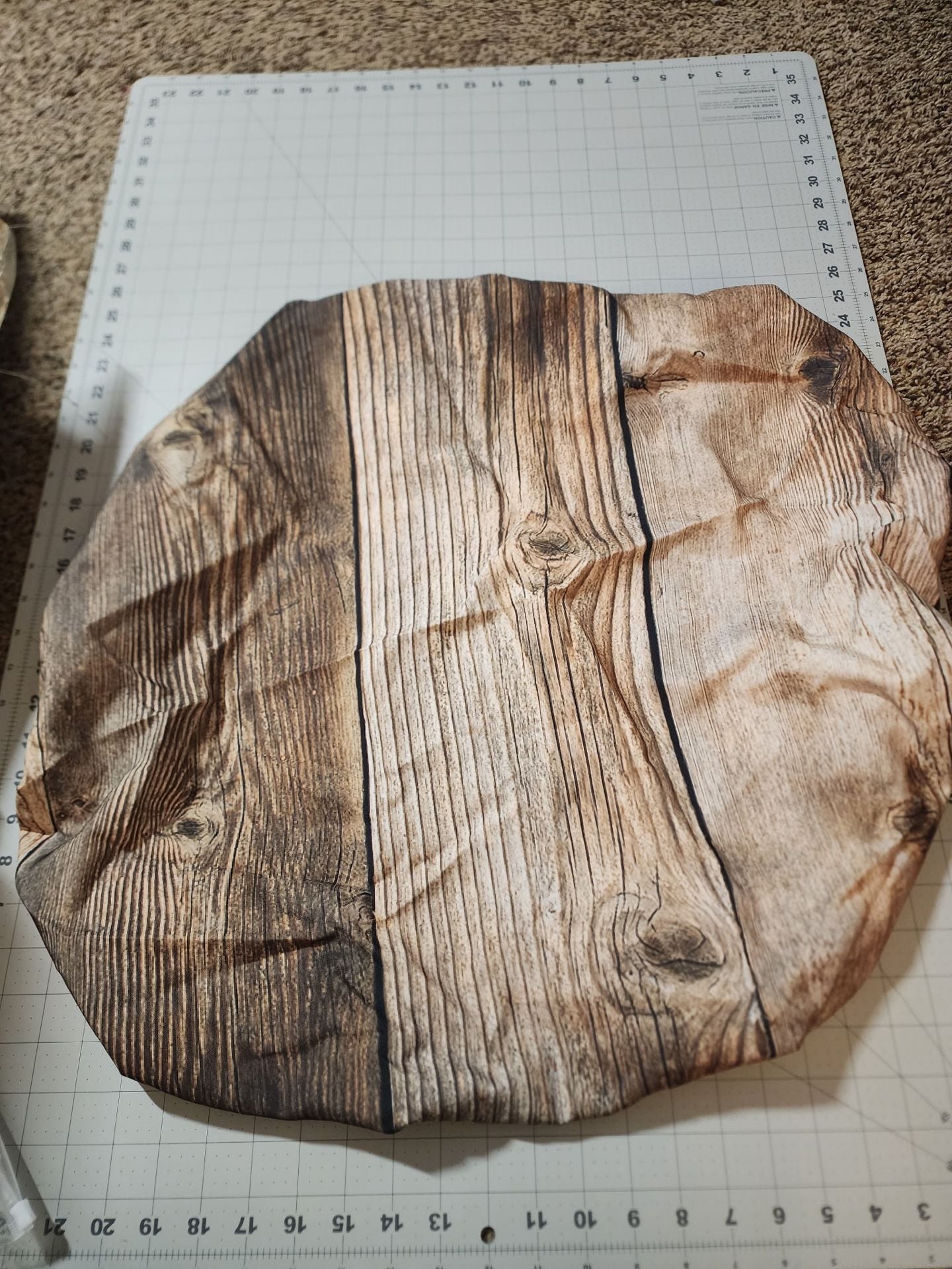 Round fitted tablecloth wood texture brown 1