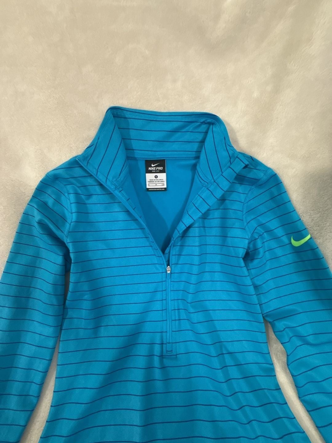 Nike Pro Dri Fit Pullover 1/2 Zip Blue M Running Cross Fit hyper warm 3