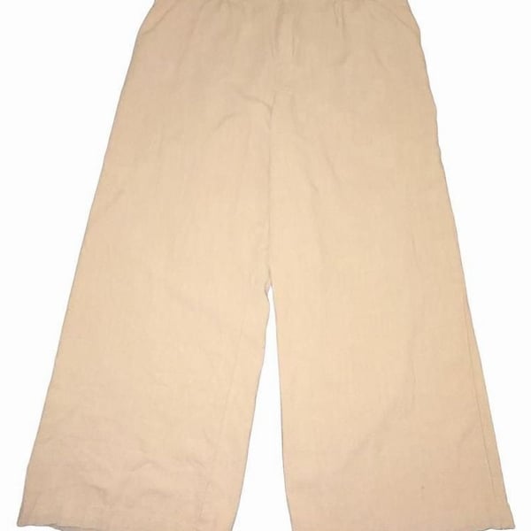 Wonderly Women’s 2X Beige Linen Blend Wide Leg Pants High Rise Coastal Boho
