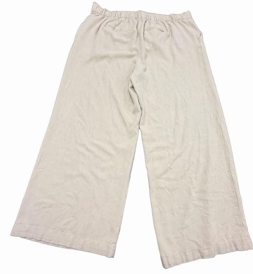 Wonderly Women’s 2X Beige Linen Blend Wide Leg Pants High Rise Coastal Boho 3