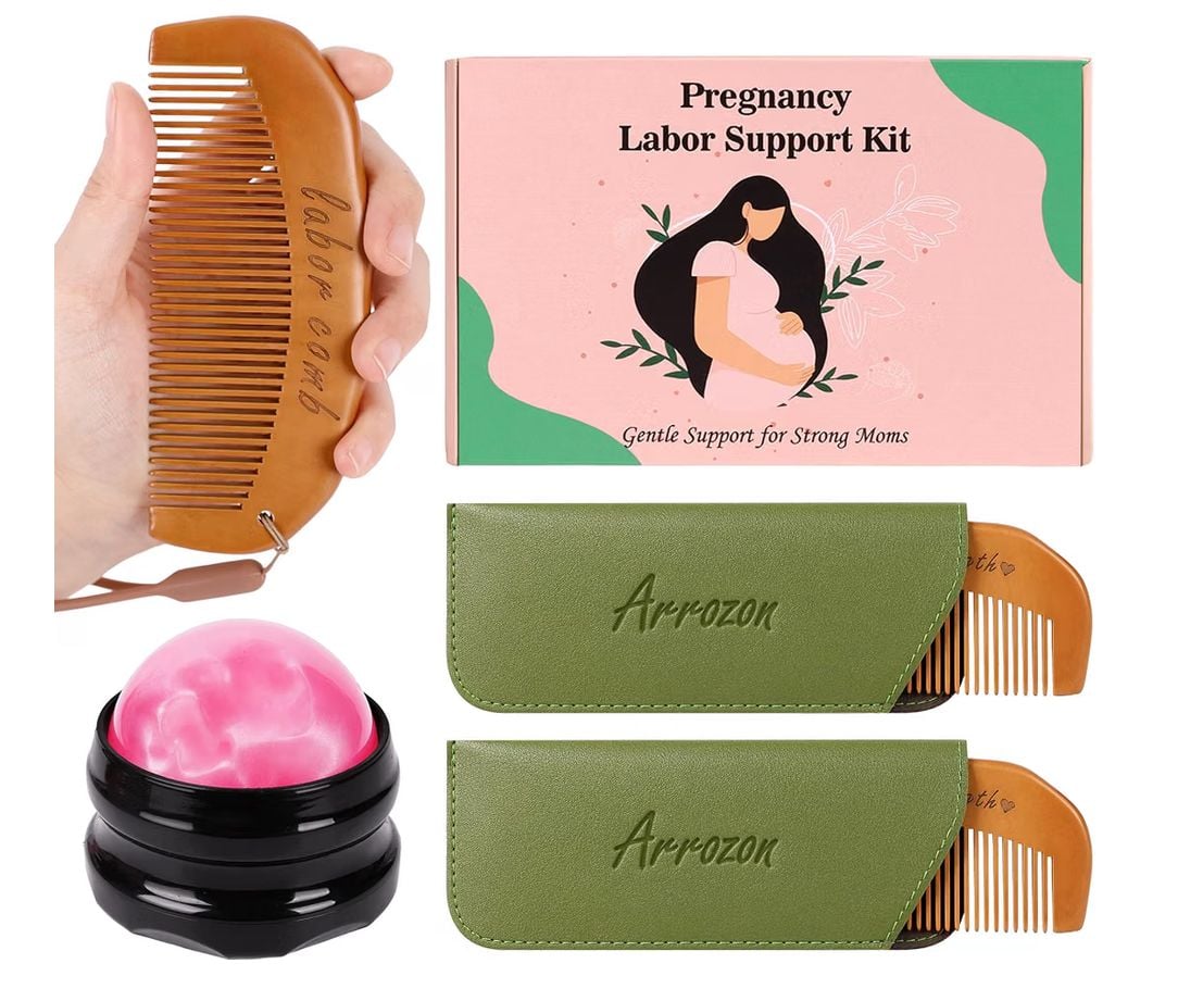 Arrozon Pregnancy Labor Support Kit Wooden Combs and Roller 1