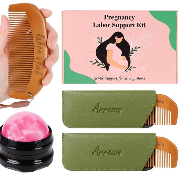 Arrozon Pregnancy Labor Support Kit Wooden Combs and Roller