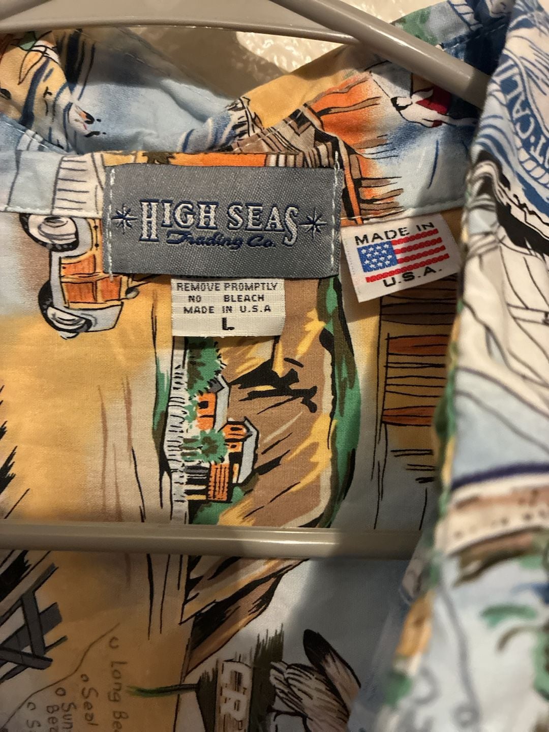 High Seas Trading Co. Button Down Shirt Size L California Map Print 3