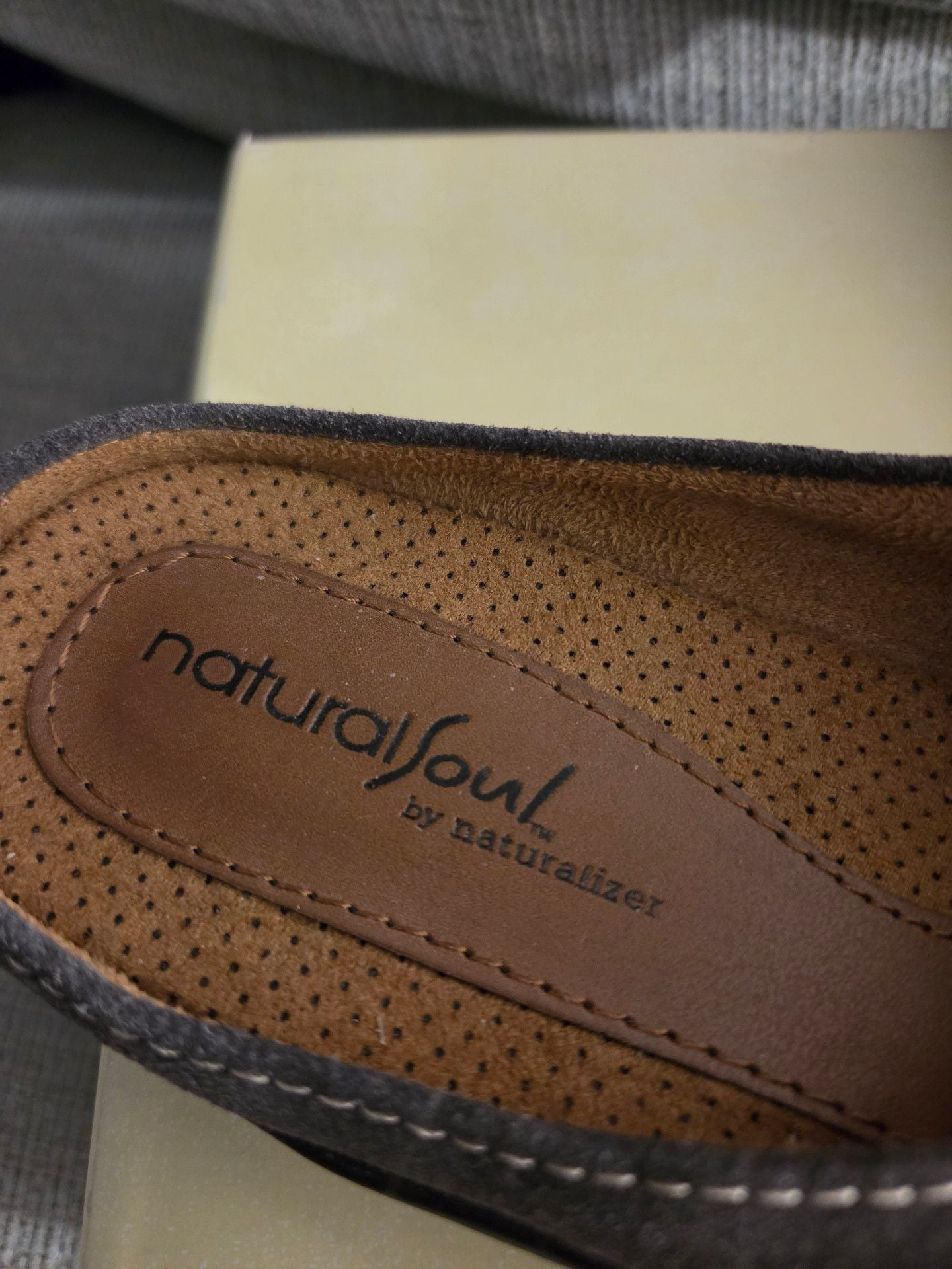 Natural Soul Fanner Size 7.5 Grey Suede Mules 4