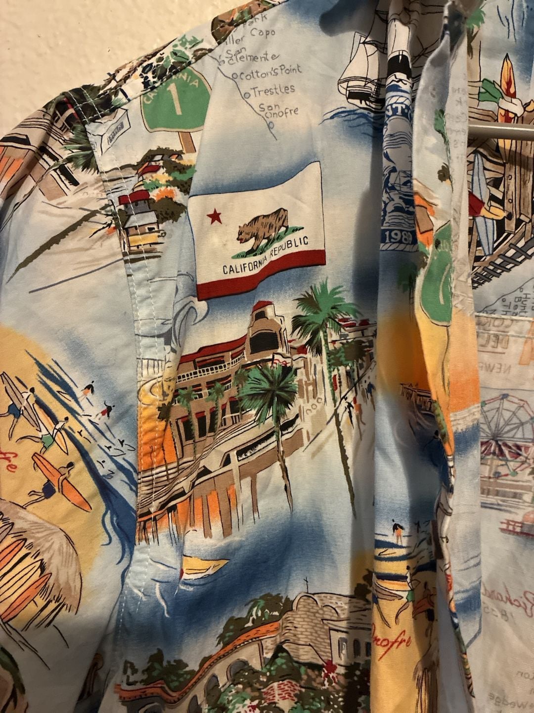 High Seas Trading Co. Button Down Shirt Size L California Map Print 4