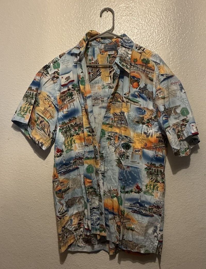 High Seas Trading Co. Button Down Shirt Size L California Map Print 2
