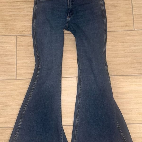 Wrangler High Rise Flare Jeans Blue Denim 31X34 cowgirls